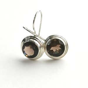 NEW Smokey Topaz Smoky quartz drop earrings in Sterling Silver